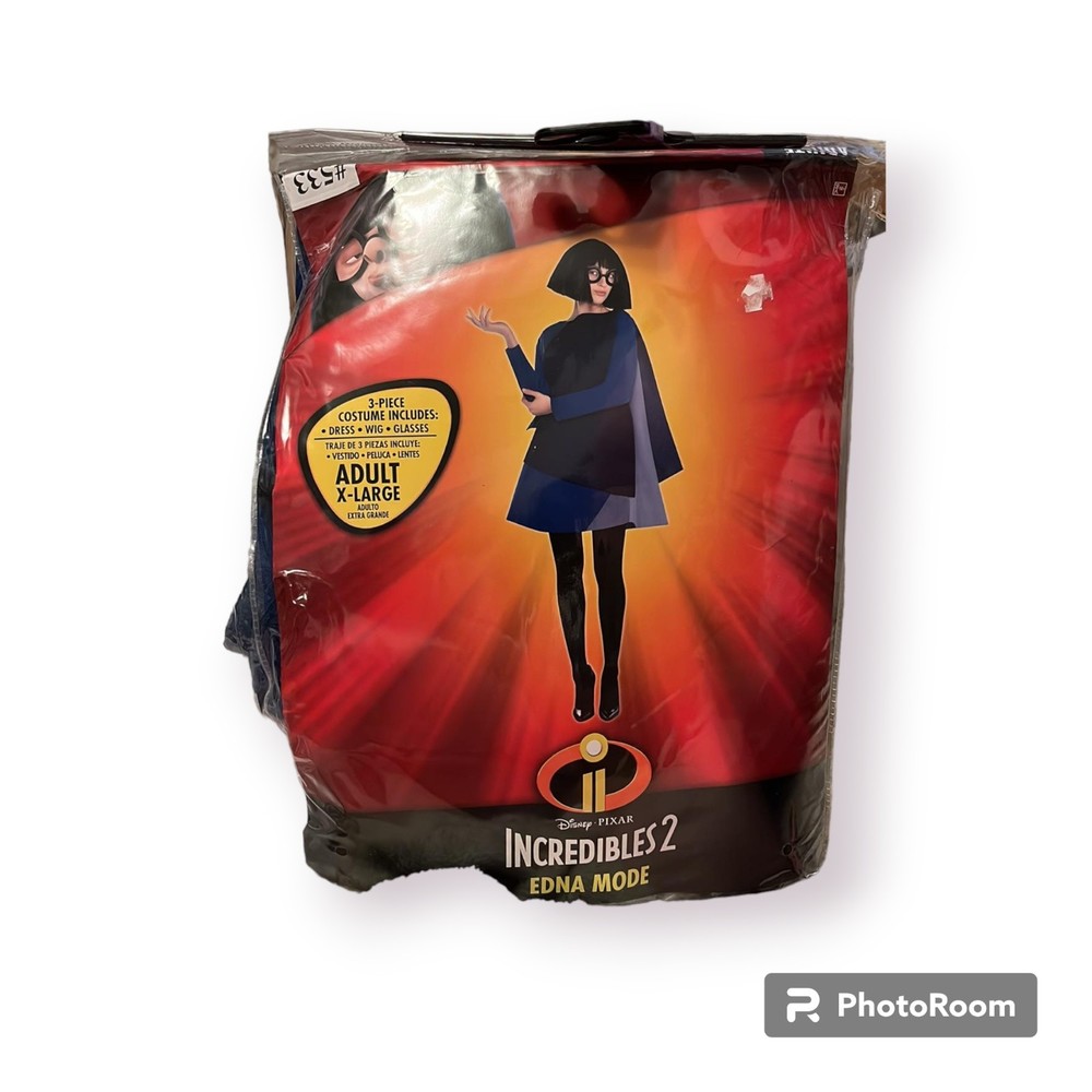 Edna Mode Adult Costume Womens XL 14-16 NWT Incredibles 2 Disney